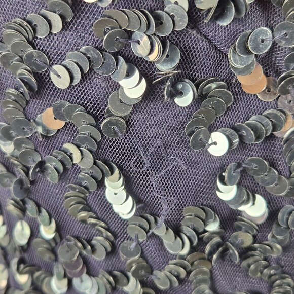 Pisarro Nightse Size 4 Slate Gray Sequin Dress Sleeveless Cowl Back Side Zip NWT - Picture 7 of 16